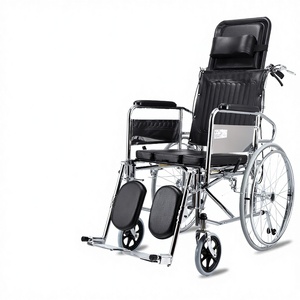 Folding Lightweight Reclining Wheelchair 24 Inch Rear Wheels For Elderly <b>Disabled</b> Mobility Aid - Product Image 4