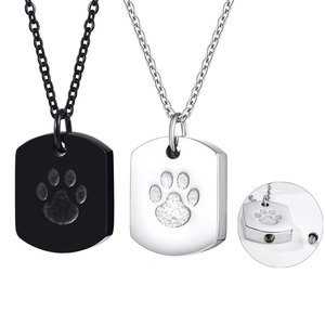 SC kalung Memorial cakar hewan peliharaan anjing kucing ukir persegi terlaris kalung guci abu kremasi hewan peliharaan baja tahan karat dapat dibuka - Product Image 1