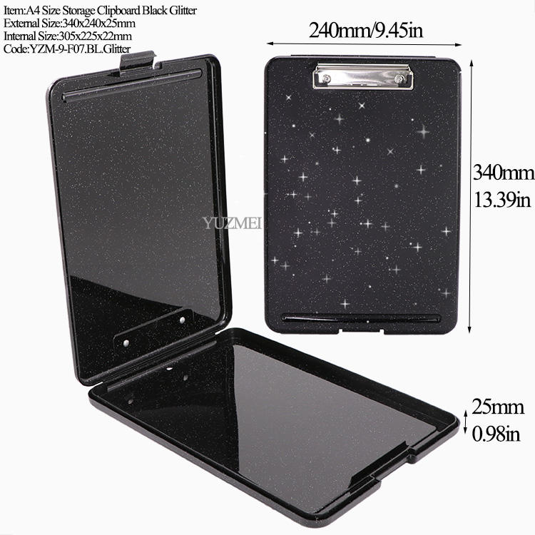 Presse-papiers de rangement F07, noir pailleté