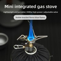 Réchaud miniature en acier inoxydable pour l'extérieur, portable, pliable, au butane, pour pique-nique, camping, multifonction, de poche