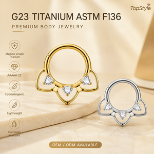 Anello Clicker a Cuore Aperto in Titanio G23 Ipoallergenico Ottimizzato <span class=keywords><strong>per</strong></span> Piercing Septum, <span class=keywords><strong>Helix</strong></span>, Cartilagine - Vendita all'Ingrosso - Product Image 1