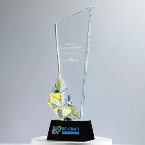 Piala kristal kosong penghargaan kaca kristal disesuaikan Piala kaca kristal dan logam Bintang Piala Penghargaan kenang-kenangan item
