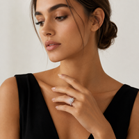 Dernière conception, bague de fiançailles de luxe en argent sterling 925 avec moissanite pleine de 2 carats en forme de cœur, promotionnelle, pour femme
