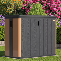 Prix d'usine, boîte de rangement de jardin en plastique écologique facilement assemblable, revêtement PVC, 71 gallons, boîte de rangement pour terrasse