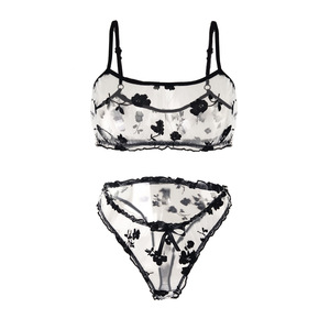 Ensemble de lingerie sexy Lolita scintillante, transparente, en coton blanc - Product Image 4