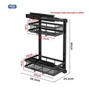 Giá để đồ chia ngăn đứng, không gấp, có ngăn kéo đựng gia vị, hai tầng, giỏ kim loại vệ sinh nhà bếp bên trong - Product Image 6