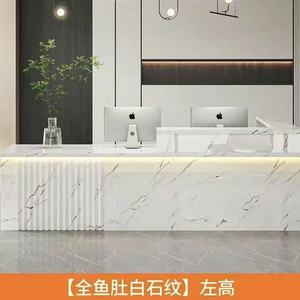 Hotel Modern Design Customized Logo MFC <b>Wood</b> Counter Front <b>Desk</b> White Office Reception Front Lobby Table <b>Desk</b> - Product Image 4