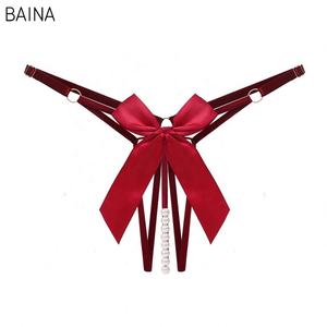 Culotte string en dentelle perlée blanche pour femmes, fille et papillon taille basse sexy avec nœud - Product Image 6