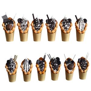 Faux Food Display Crème glacée <span class=keywords><strong>Original</strong></span> Bubble Gaufre Oeuf Hong Kong Simulé Sauce au chocolat Oreo Belge Gaufre Wrap Pocky Noir - Product Image 1