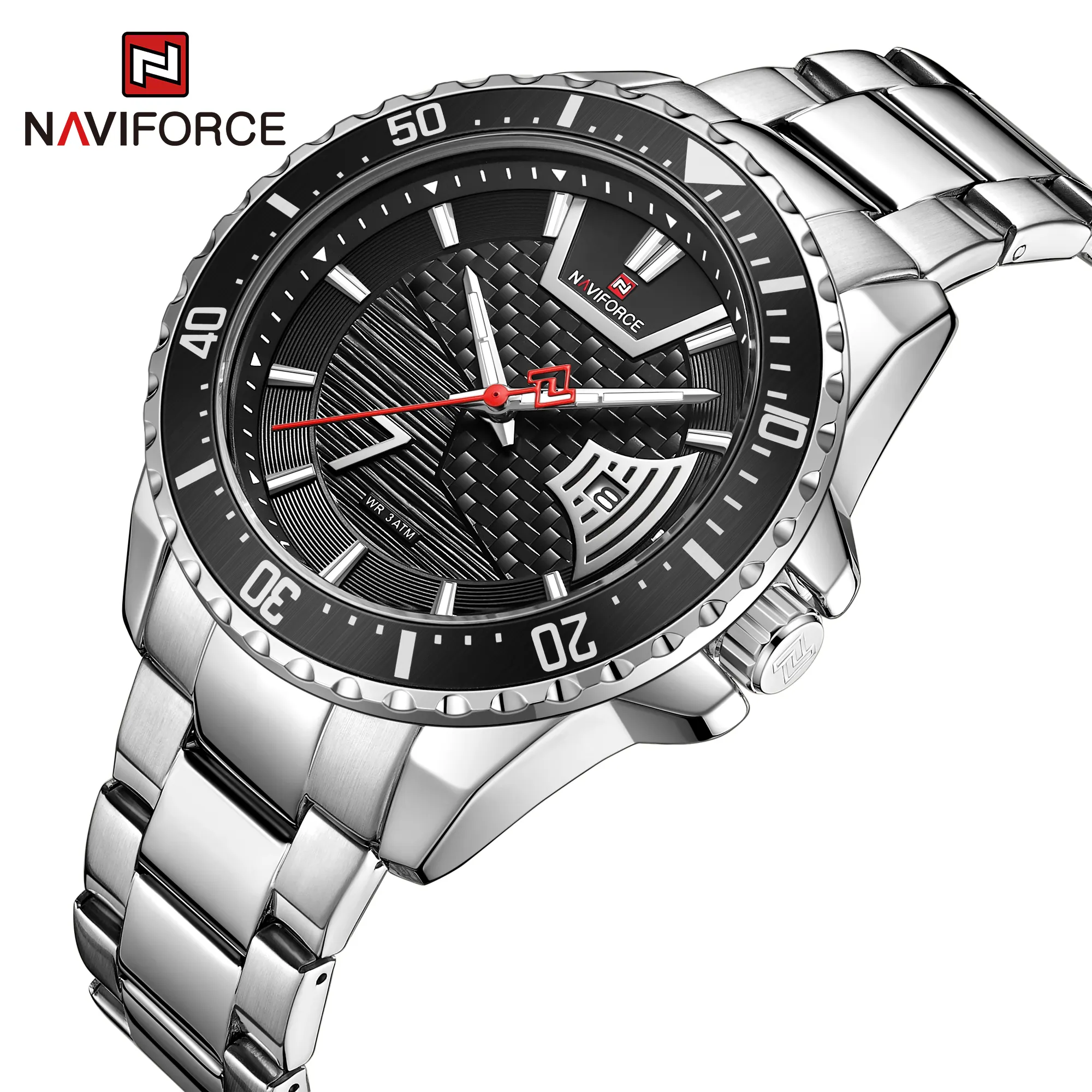 Naviforce relógios masculinos aço a prova d' água, 9191, ssb, casual, quartzo, esportivo, relógio de pulso, relógio masculino para presente