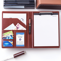 Porte-documents A4 en cuir pour affaires, organiseur de conférence avec pince, porte-stylo et poches pour cartes