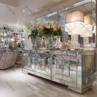 Meuble TV moderne de luxe avec miroir en cristal et diamant Meuble de salon ajustable en bois et MDF pour la chambre à coucher de la maison ou de l'hôtel