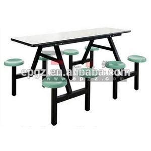 Muebles de <span class=keywords><strong>Comedor</strong></span> <span class=keywords><strong>para</strong></span> Cantina Escolar, <span class=keywords><strong>Mesa</strong></span> de Plástico con Estructura Metálica y Banco Combinado <span class=keywords><strong>para</strong></span> Cafetería - Product Image 3