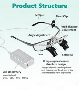 Lunettes grossissantes binoculaires pour chirurgie dentaire 350-450 mm avec lumière 4X/5X/6X 48 ° Loupes dentaires - Product Image 4
