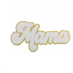 Commercio all'ingrosso oro Glitter ciniglia Mama Patch lettera su ferro su fiori MAMA donne asciugamano insegnante ciniglia Patch per <span class=keywords><strong>mamma</strong></span> <span class=keywords><strong>abbigliamento</strong></span> - Product Image 6