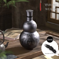 Bouteille d'eau isotherme en acier inoxydable à double paroi en forme de gourde Wukong Black Myth, thermos sous vide, gourde de sport avec sangle