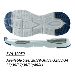 Suela de Zapato de EVA, PVC y TPR, Color Azul Marino, Paneles Laterales de PVC Gris, Diseño con Tiras en el Talón, Suela Deportiva Casual para Zapatillas - Product Image 1
