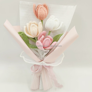 Ramo <span class=keywords><strong>de</strong></span> flores <span class=keywords><strong>de</strong></span> ganchillo hecho a mano producto terminado tulipán rosa <span class=keywords><strong>para</strong></span> <span class=keywords><strong>aniversario</strong></span> cumpleaños graduación <span class=keywords><strong>novia</strong></span> madre amor <span class=keywords><strong>regalo</strong></span> - Product Image 6