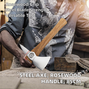 Nouvelle Hache Industrielle en Acier 5Cr13Mov, Tête Crantée HRC58-60, Manche en Bois de Palissandre Jaune Africain, Hache de Camping Extérieure Multi-Usages DIY - Product Image 2