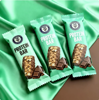 Sachets personnalisés imprimés recyclables à fermeture arrière en film polyester pour l'emballage de barres protéinées et de chocolat