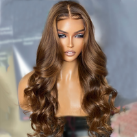 Perruques de couleur brune 13x6 dentelle frontale fermeture perruques cheveux humains pré plumés cheveux vierges brésiliens sans colle dentelle lâche vague perruques