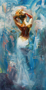 Quadro Astratto con Figura Femminile Blu, Dipinto a Olio su Tela, Poster e Stampe per Arredamento Soggiorno - Product Image 6