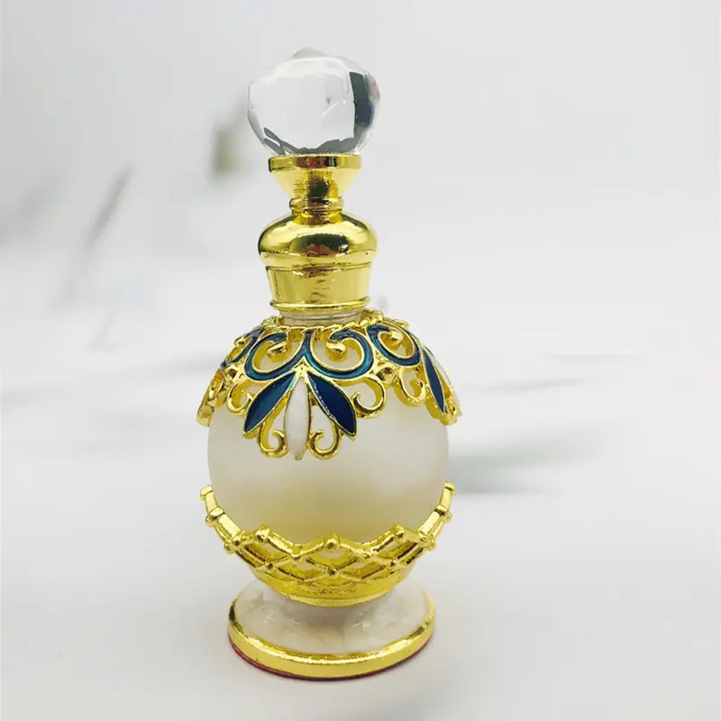 Botol Parfum Kaca Vintage Retro, Botol Minyak Esensial Kaca Kosong Gaya Arab, Logam Paduan Dekorasi Rumah, Hadiah Kerajinan Antik 30Ml