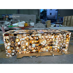 Tùy chỉnh rắn đánh bóng Backlit Brown Agate đá Countertop slab cho nhà sang trọng mờ đảo quầy <span class=keywords><strong>bar</strong></span> - Product Image 2