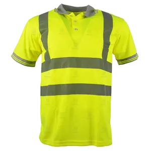 ANSSI wholesale men's hi vis construction short sleeve T-shirt workwear reflective safety polo t shirt with reflective tapes