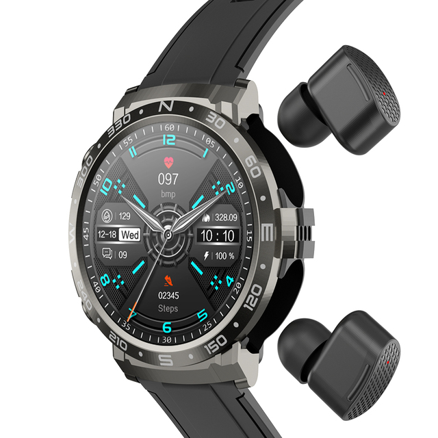 320mah 1.52 Inch 2 in 1 Watch Headset M69 TWS Earbuds Wireless Charger Earphone Smart Watch Health Monitoring Smart Bracelet