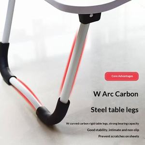 Table de chevet en bois vert clair avec design à bord ondulé, <span class=keywords><strong>plateau</strong></span> <span class=keywords><strong>mobile</strong></span> pour ordinateur portable avec emplacement pour appareil et porte-gobelet pour <span class=keywords><strong>lit</strong></span> - Product Image 6