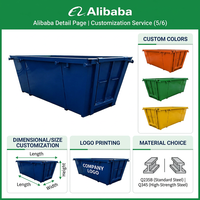 Bac à déchets lourds Highton pour jardin, certifié CE ISO, benne à déchets en acier à crochet personnalisée pour le recyclage des déchets et la construction