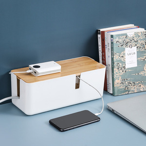 Boîte de rangement pour câbles et multiprises de bureau avec compartiments, organisateur de bureau rectangulaire, design couvert, type sur pied - Product Image 2