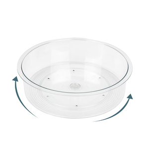 Plastic Round Lazy Susan Rotating Turntable Food Storage Container for Cabinet, Pantry, Refrigerator