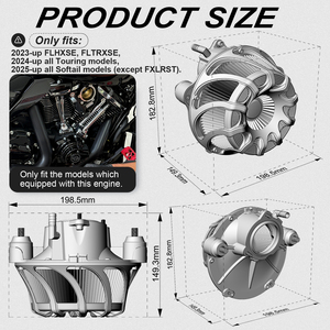Sistema de Admisión de Aire de Alto Flujo Invertido Drift para <span class=keywords><strong>Harley</strong></span> M8 Softail 2025-2026 Touring 2023-2026 - Product Image 3
