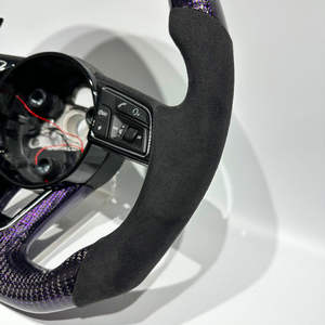 Volant en cuir et fibre de carbone violet et noir pour <span class=keywords><strong>Audi</strong></span> B8 S3 S4 S5 RS3 <span class=keywords><strong>RS4</strong></span> RS5 B8.5 8P 8V B9 C7 A6 A7 RS6 RS7 A8 S6 S7 - Product Image 2