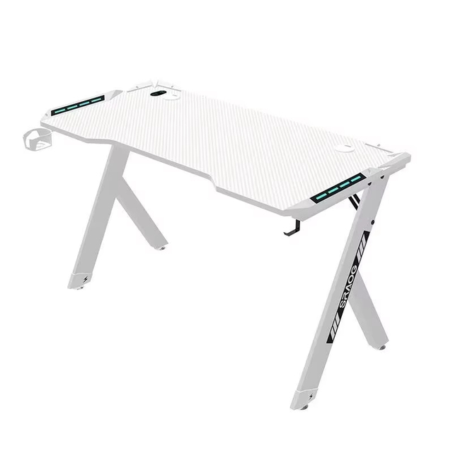 Custom Factory New Design Ergonomic RGB Gaming Desk White Desktop PC Cheap Gamer Computer Table for Home Office Made of Metal