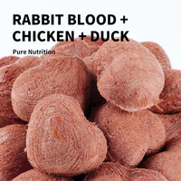 Friandises pour animaux de compagnie de haute qualité, saines, à base de sang de lapin lyophilisé, emballage individuel OEM, petite quantité minimale de commande, 100 g