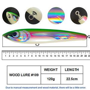 Leurre artificiel tropical en bois fait main pour la pêche en eau salée, type stickbait, pencil, popping, 20cm 22.5cm, pour GT - Product Image 2