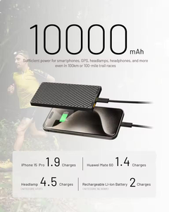NITECORE NB10000 Gen3 Ultra Lightweight Carbon Fiber Power Bank 10000mAh Mobile Powerbank Dual USB-C 18W 22.5W Fast Charge - Product Image 4