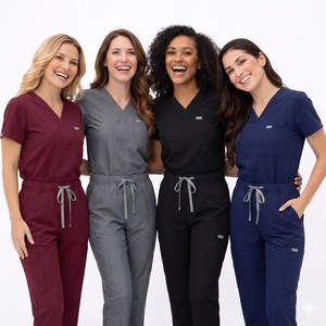 OEM Custom Logo Medical Scrubs Premium Design Stretch Surgical Nursing <strong>Uniform</strong> Sets Unisex Straight Pants <strong>Fig</strong> Hospital Workwear - Product Image 2