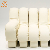 Canapé modulaire en cuir de luxe en forme de U, beige, élégant, pour salon, canapé incurvé, meubles de salon