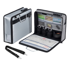 Bolsa organizadora de documentos portátil, forma de cubo de tela Oxford con ranuras para tarjetas y soportes para sellos para almacenamiento de licencias comerciales - Product Image 1