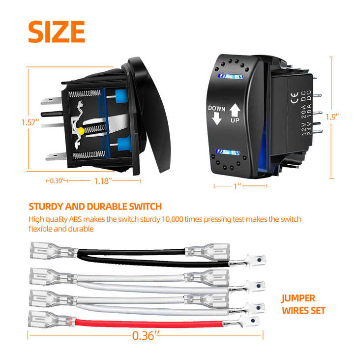 Up Down Arrows Momentary Rocker Switch Toggle (ON)-Off-(ON) 1 Position ...