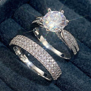 Ensemble d'alliances de mariage d'inspiration vintage pour homme et femme, bijoux de luxe tendance - Product Image 2