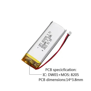 Fornitura di fabbrica di celle polimeriche agli ioni di litio UFX 602055 600mAh 3.7V piccola batteria ricaricabile ai polimeri di litio per lampade