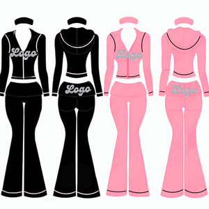 <span class=keywords><strong>T</strong></span>ùy Chỉnh Rhinestone Biểu <span class=keywords><strong>T</strong></span>ượng Crop Top Zip up Áo Và Gấp Trê<span class=keywords><strong>n</strong></span> Bùng Quầ<span class=keywords><strong>n</strong></span> Cao Cô Gái Quầ<span class=keywords><strong>n</strong></span> Áo Tracksuit Phù Hợp Với Loungewear Bộ - Product Image 1