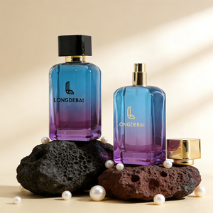 Factory Custom square Blue Recyclable 30ml 50ml 100ml Glass Perfume <b>Bottles</b> and <b>Plastic</b> Caps - Product Image 1