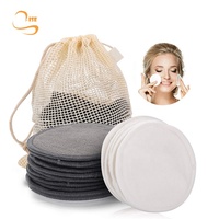 Ramah Lingkungan 8Cm Lembut Makeup Remover Pembersihan Bantalan Organik Laundry Bag Reusable Bambu Kapas Bantalan