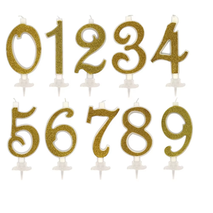 Vela con Número Dorado del 0 al 9 <span class=keywords><strong>para</strong></span> Decoración de <span class=keywords><strong>Pasteles</strong></span> de Cumpleaños - Product Image 1